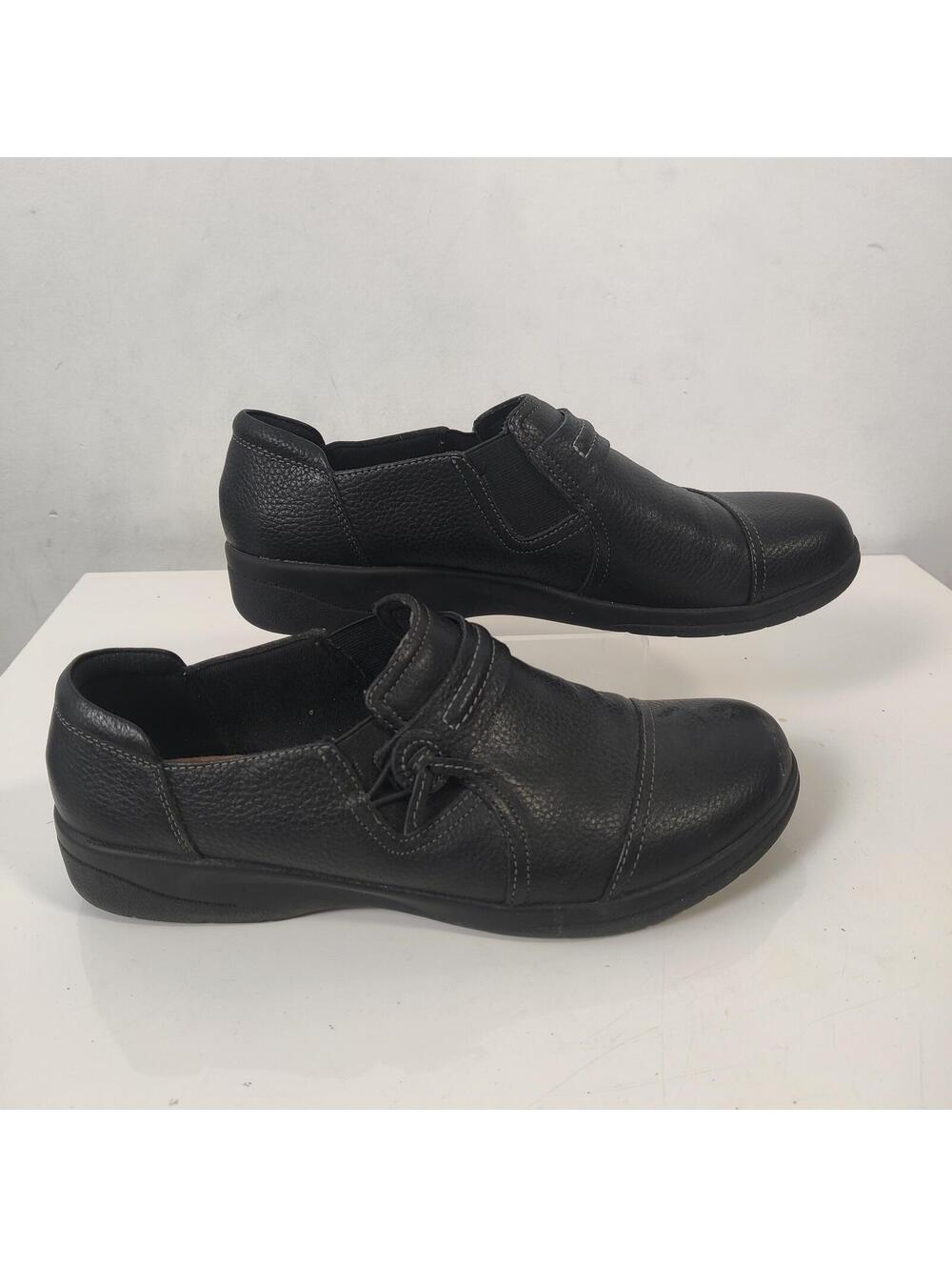 Clarks Collection Black Leather Comfort Loafers Classic Work Shoes Size 9